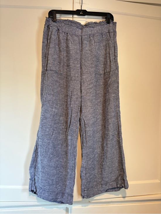 Time and Tru Pants - Time and Tru Blue Wide-Leg Elastic Waist Linen Blend Pants